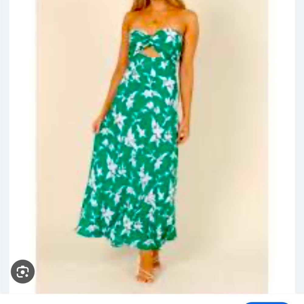 Petal & Pup Strapless Green and White Dress